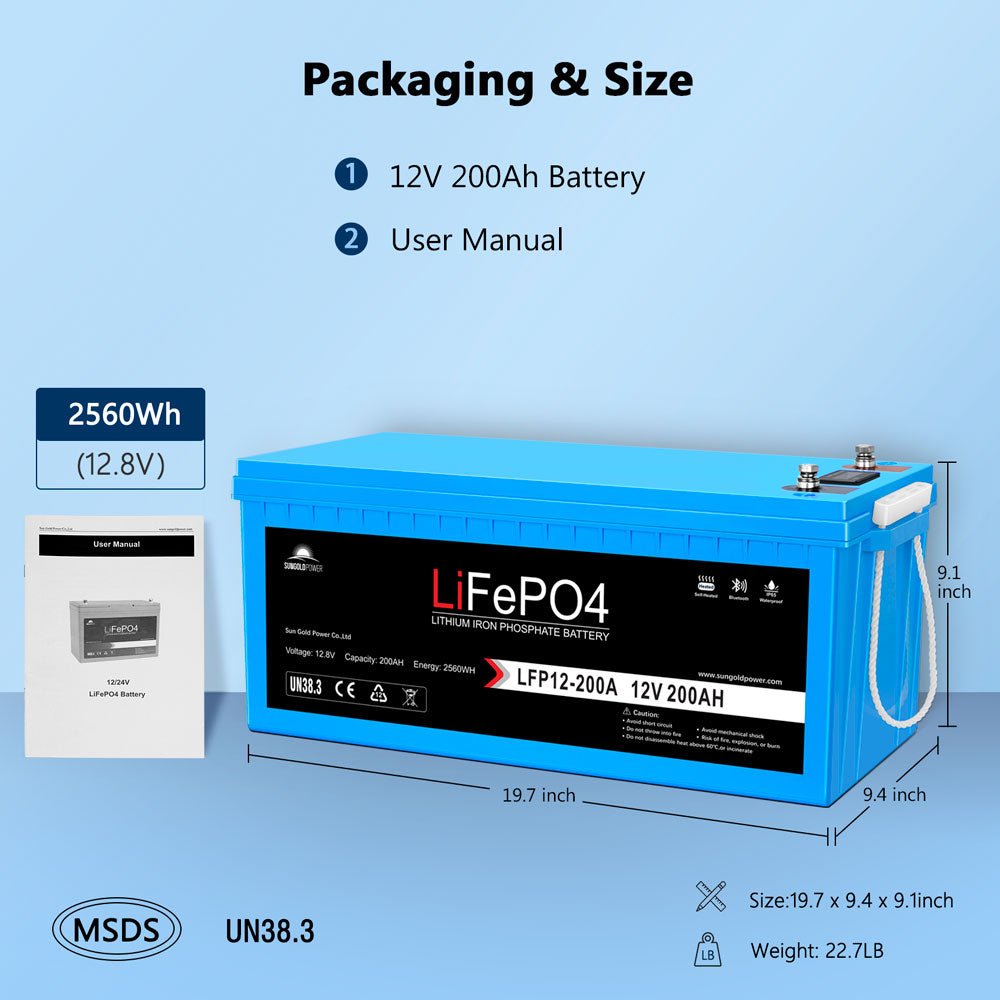 SunGoldPower Lithium Battery 200Ah Bluetooth / SelfHeating / IP65