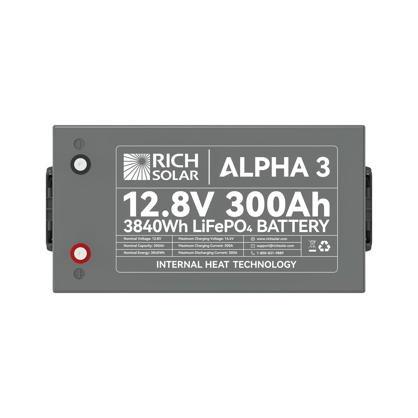 Rich Solar Alpha 3 12V 300Ah LiFePO4 Battery With Internal Heat Bluetooth