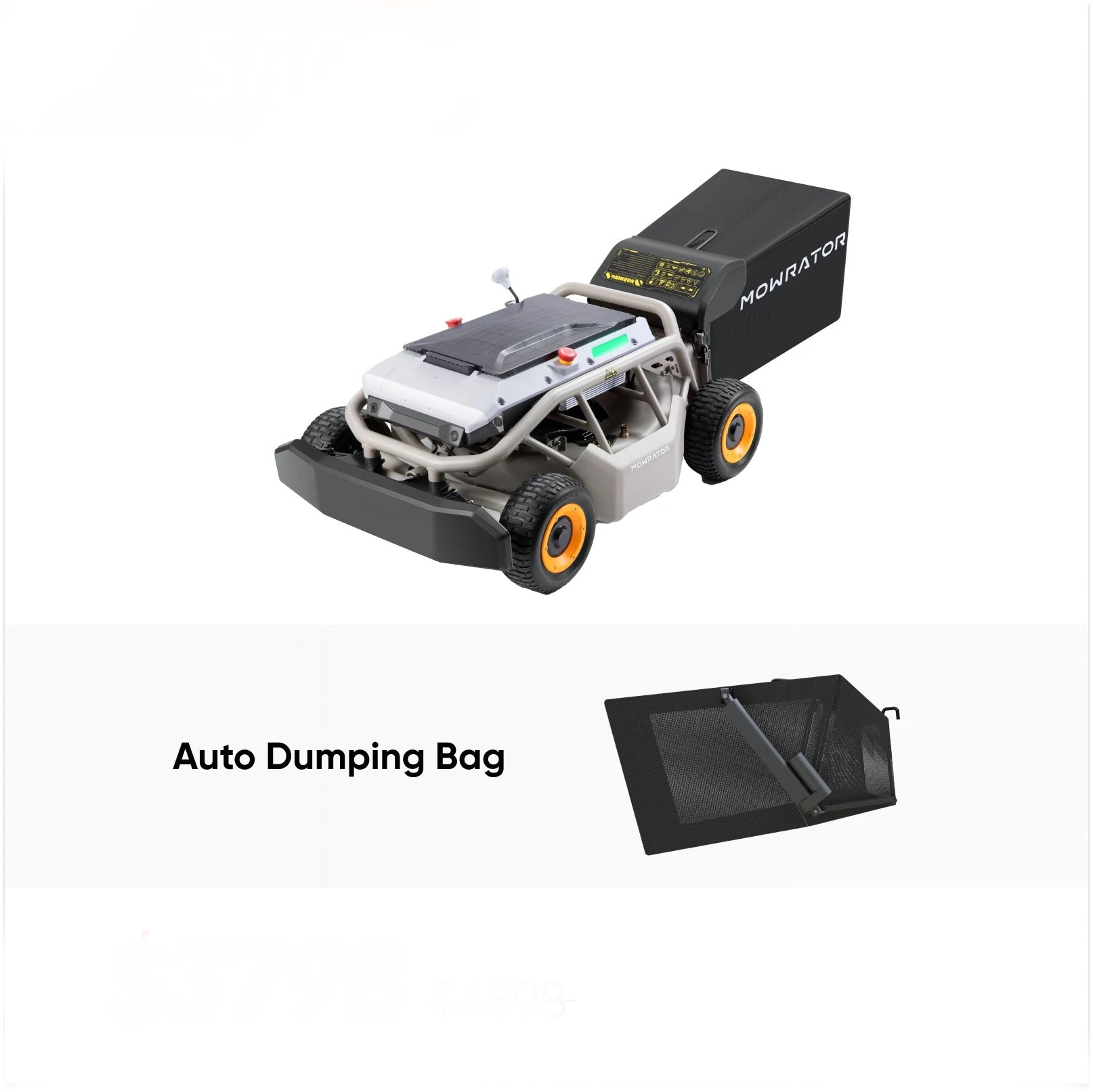 Mowrator Easy Mow Bundle: S1 4WD 18AH Lawn Mower+Auto Dumping Bag