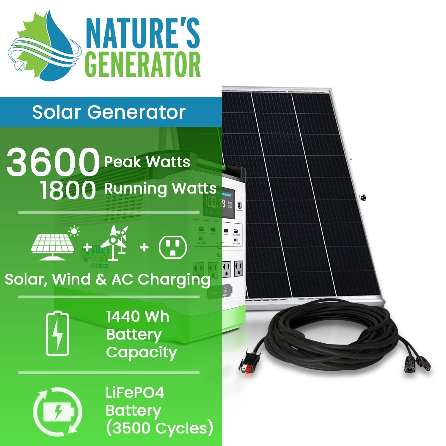 Nature's Generator Lithium 1800 Solar Generator