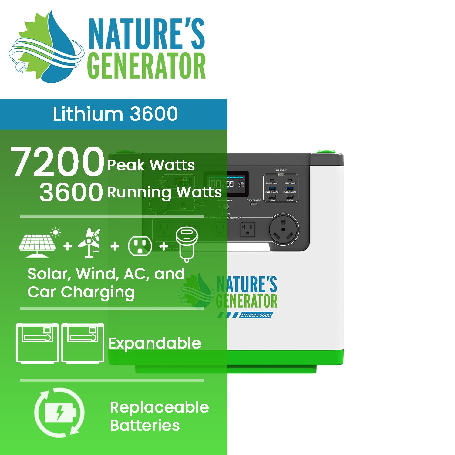 Nature's Generator Lithium 3600 Power Station