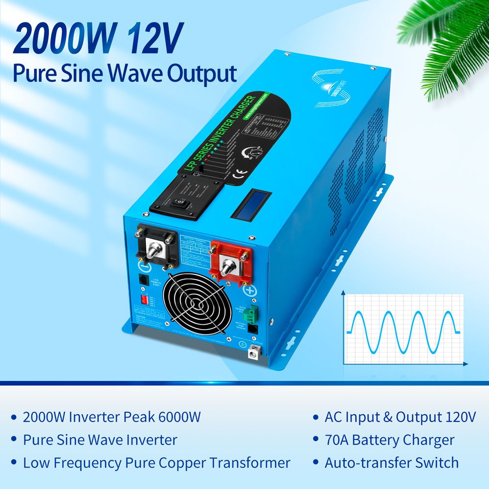 SunGoldPower Pure Sine Wave Inverter With Charger 2000W/3000W/4000W DC 12V