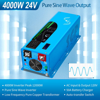 SunGoldPower Pure Sine Wave Inverter With Charger 4000W DC 24V