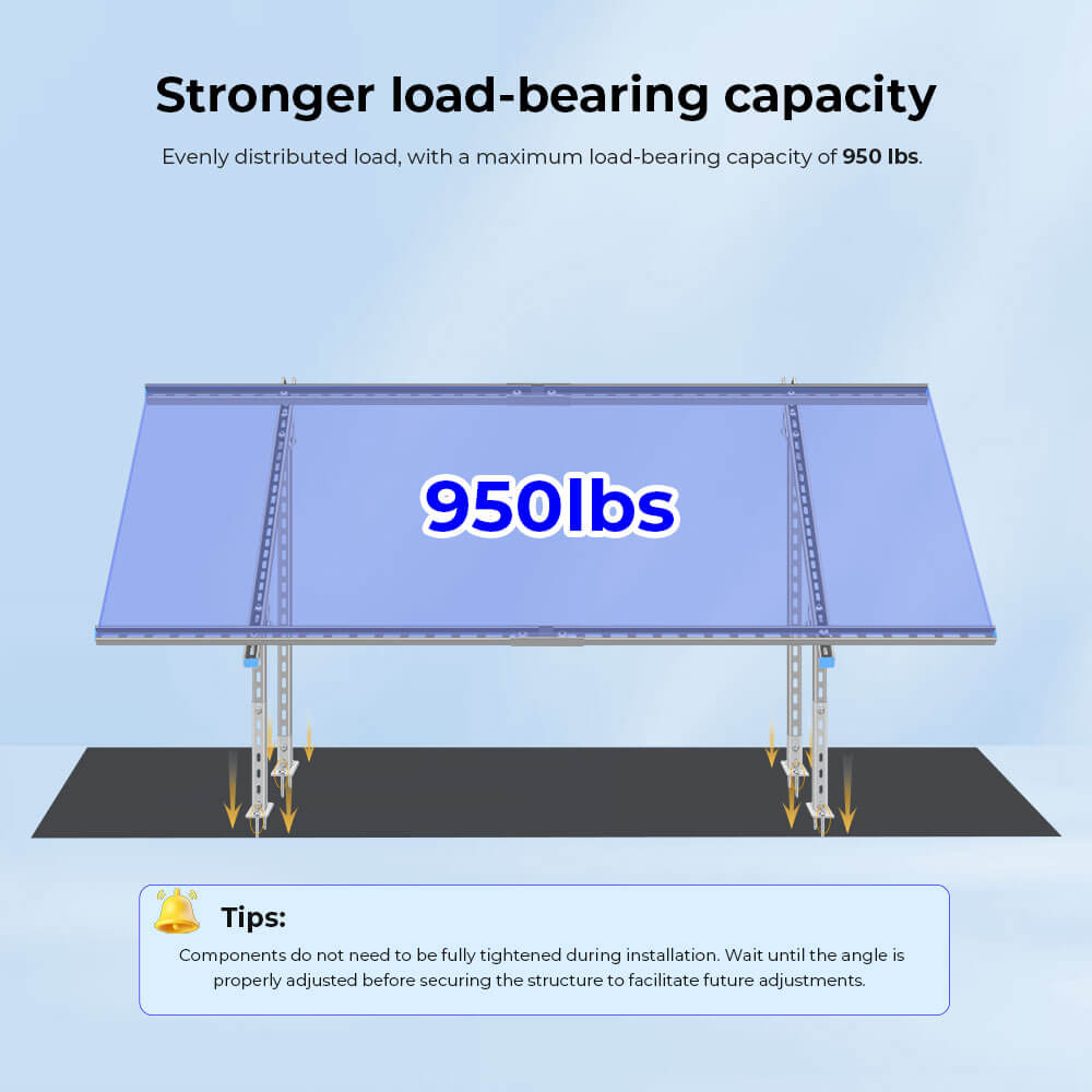 SunGoldPower Ground Mount Brackets Adjustable for 2× 400W590W Solar Panels