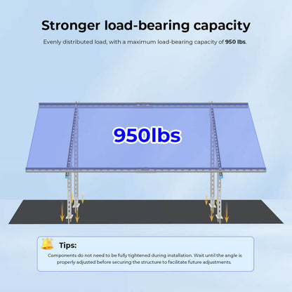 SunGoldPower Ground Mount Brackets Adjustable for 2× 400W590W Solar Panels