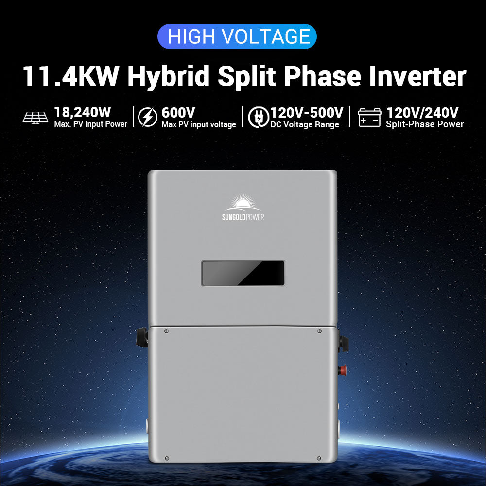 SunGoldPower High Voltage 11.4KW Hybrid Split Phase Inverter with APS Transmitter SG11.4KHB-HV