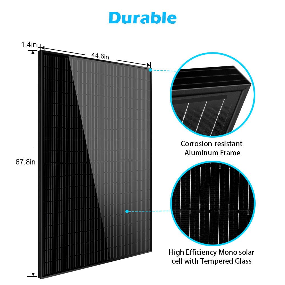SunGoldPower 370W/ 415W/ 500W Mono Black PERC Solar Panel UL 61730 CEC Listed
