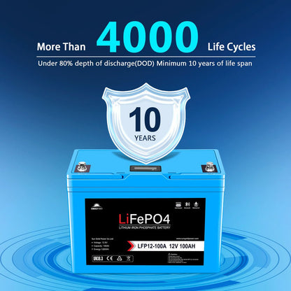 SunGoldPower LiFePO4 Lithium Battery 12V 100AH IP65