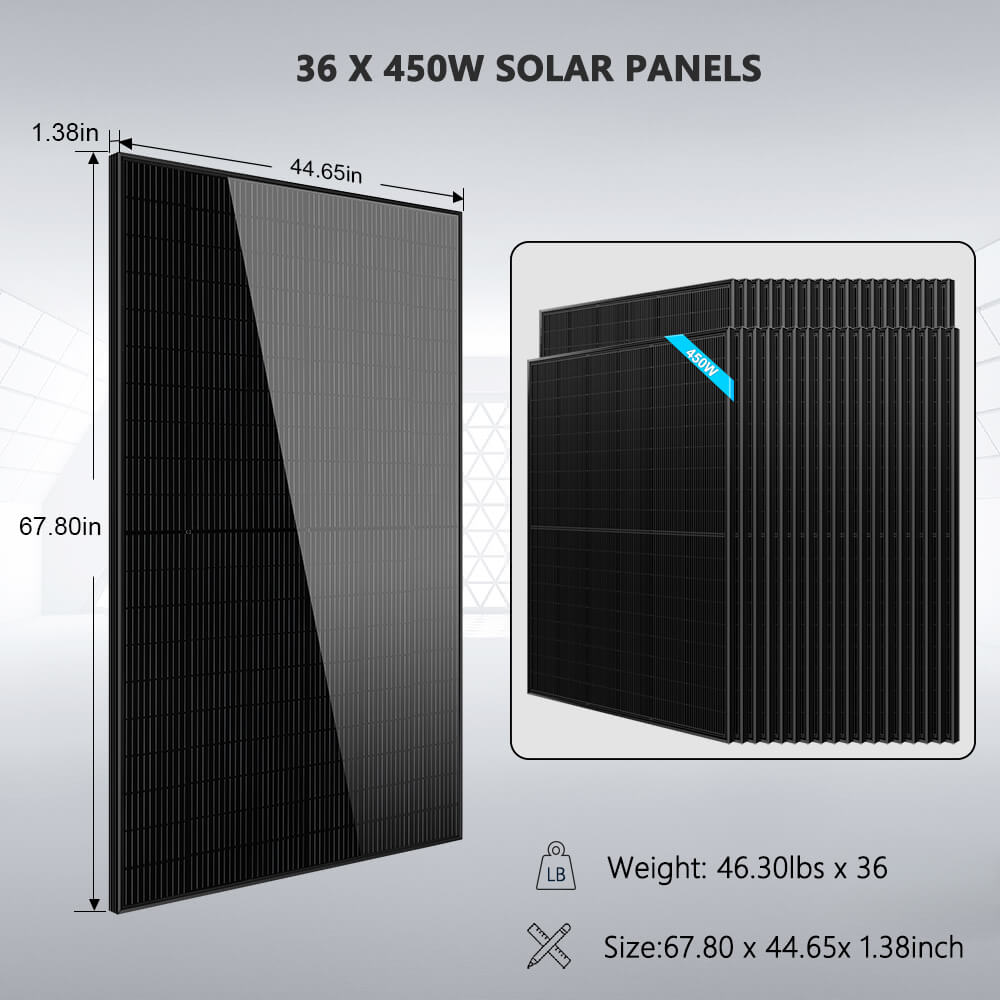 SunGoldPower Hybrid Solar Kit 11.4KW 48V Split Phase 51.2 KWH Lithium Battery 36 X 450 Watt Solar Panel SGH-11N5E