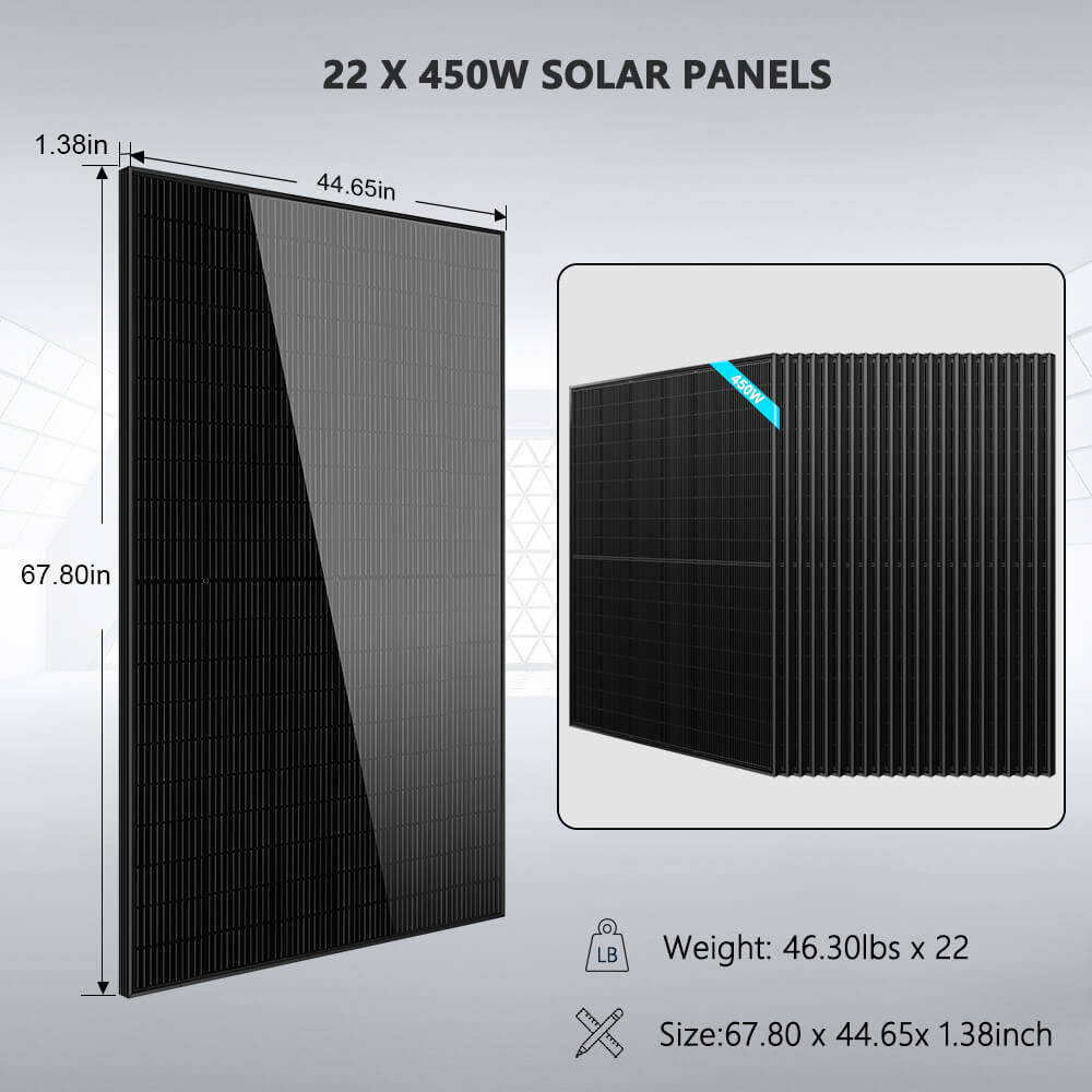 SunGoldPower Off Grid Solar Kit 13000W 48VDC 120V/240KWH LiV LifePo4 25.6thium Battery 22 X 450 Watts Solar Panels SGR-13K25E