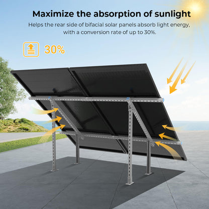 SunGoldPower Ground Mount Brackets Adjustable for 2× 400W590W Solar Panels