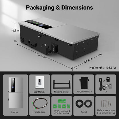 SunGoldPower Hybrid Solar Inverter Whole Home Backup 11.4KW 48V SGN11K15PRO