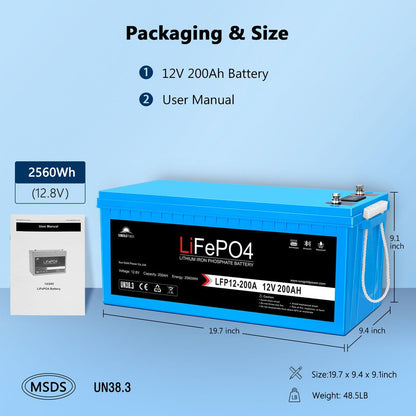 SunGoldPower LiFePo4 Deep Cycle Battery Bluetooth / SelfHeating / IP65 12V 100Ah/200Ah