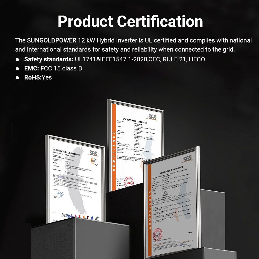 SunGoldPower 12KW 48V All-in-one Hybrid Solar inverter | Whole Home Backup (200A)| SGS-12K18MAX