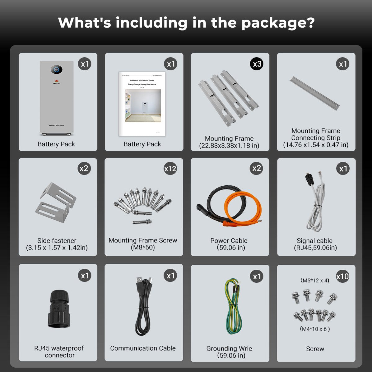 SunGoldPower PowerMax 51.2V 314AH Outdoor Energy Storage Battery UL1973 & UL9540A CEC Listed