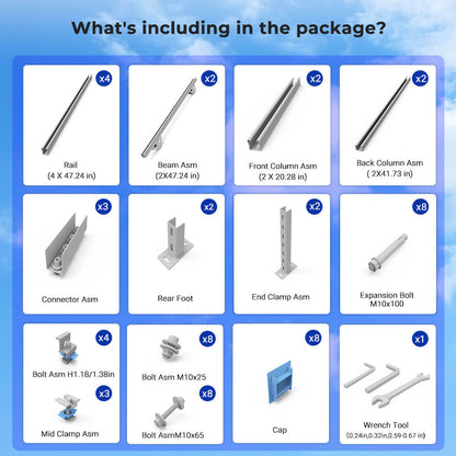 SunGoldPower Ground Mount Brackets Adjustable for 2× 400W590W Solar Panels