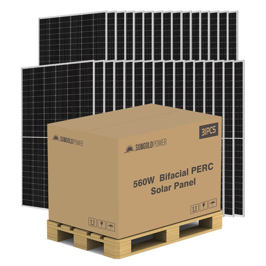 SunGoldPower 560W Bifacial PERC Solar Panel  | SGP-560-SBD (31 PANELS) UL61730