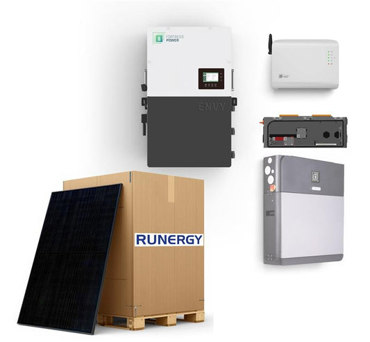 Fortress Power 16 kW Home Solar + Storage Bundle – 36 × Runergy 405W Panels, Fortress Power Envy 12 kW & eForce 9.6 kWh Battery System