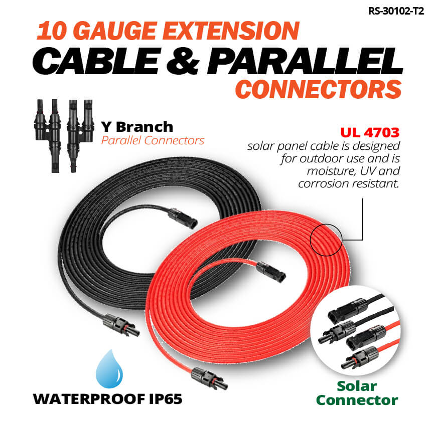 Rich Solar BougeRV 10 Gauge Solar Extension Cable With Parallel Connectors