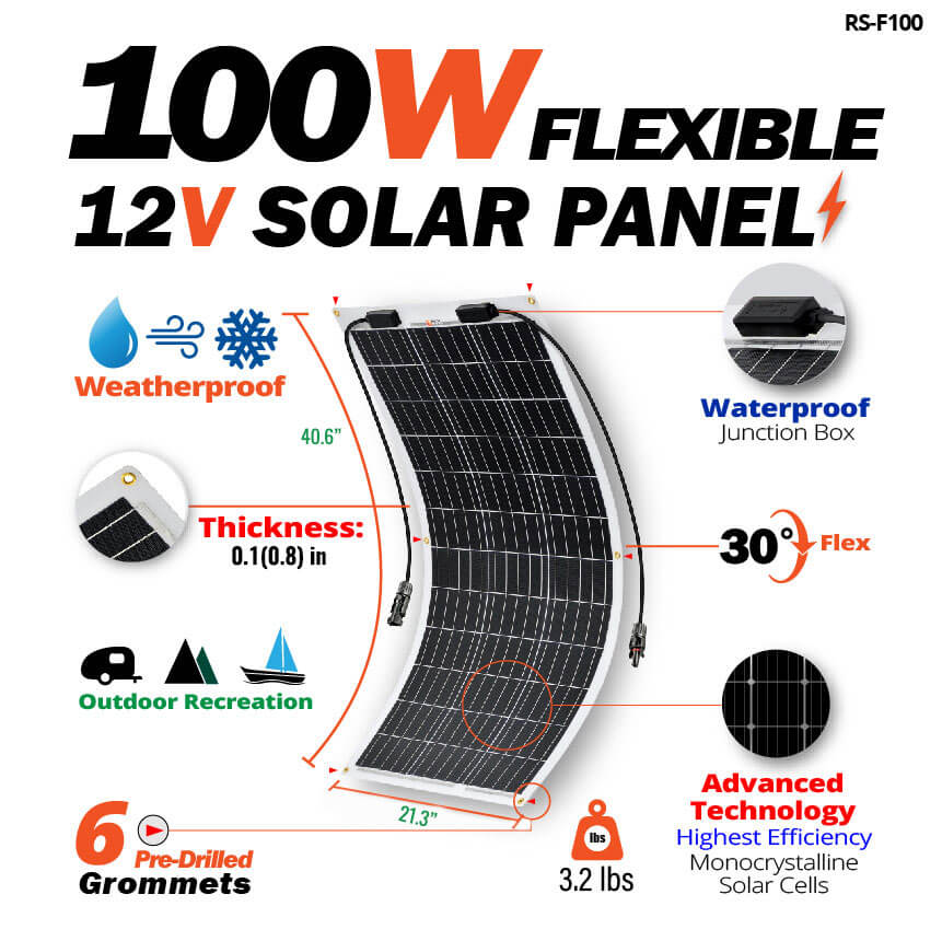 Rich Solar Mega 100 Flex 100 Watt Lightweight Flexible Solar Panel