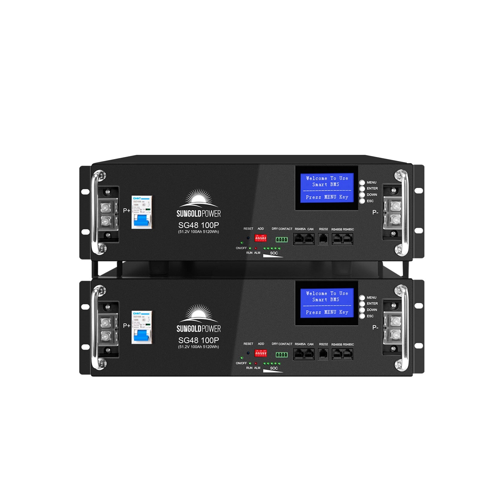 SunGoldPower 2 X 48V 100AH Server Rack LiFePO4 Lithium  Battery SG48100P UL1973 UL9540A