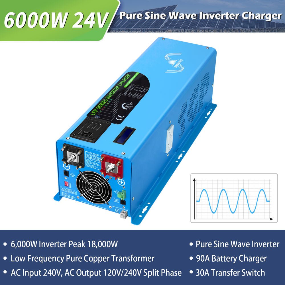 SunGoldPower Pure Sine Wave Inverter With Charger 6000W DC 24V