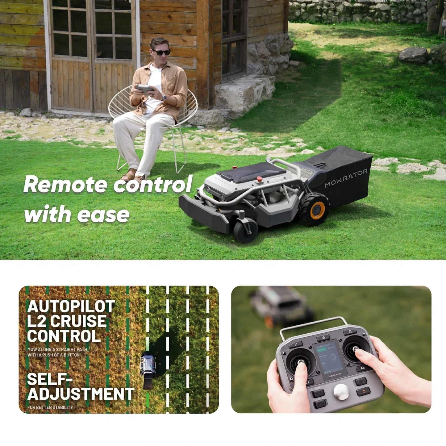 Mowrator Remote Control Lawn Mower 2WD for Flat Lawns