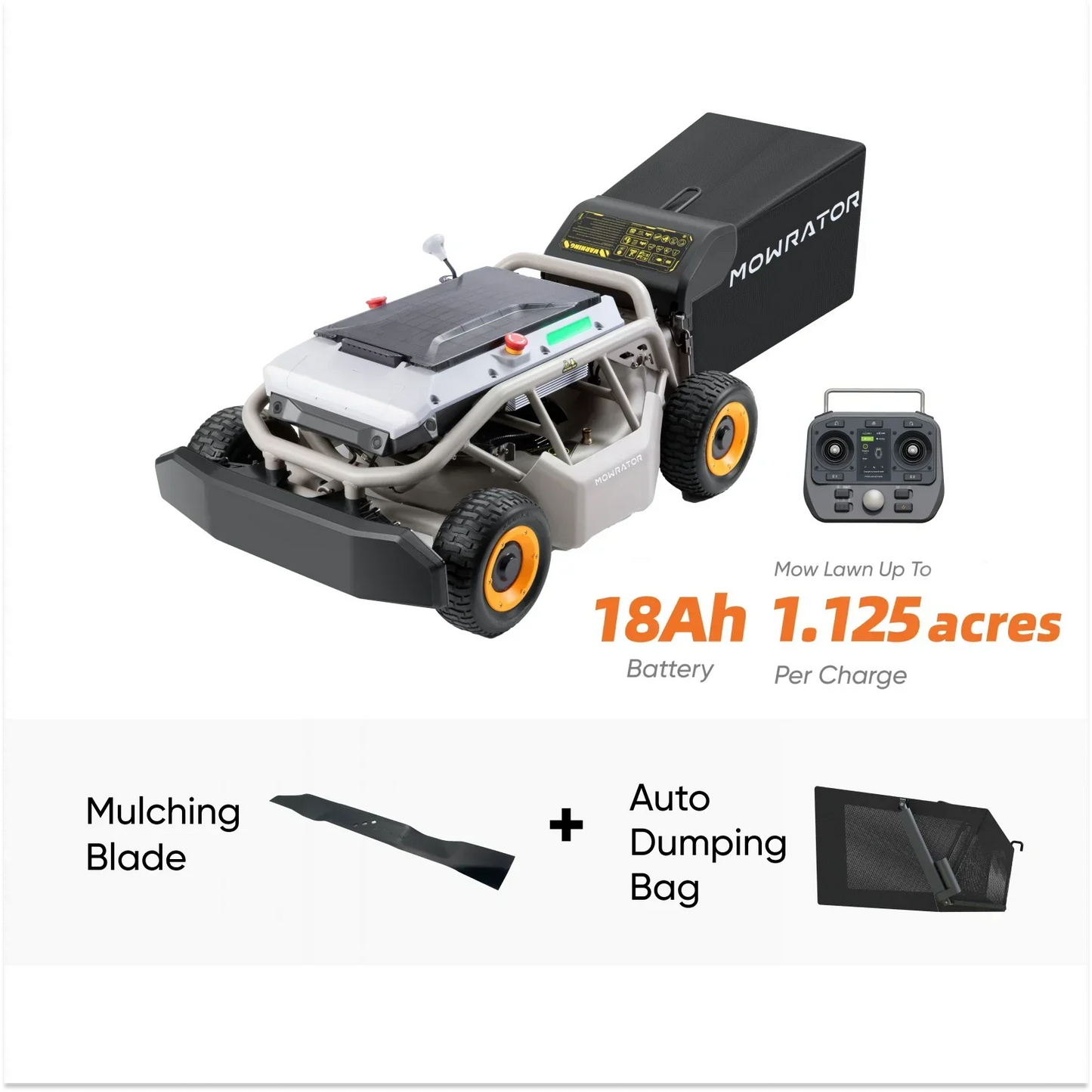 Mowrator Lawn Mower Pro Bundle with Auto Dumping Bag and Mulching Blade S1 4WD