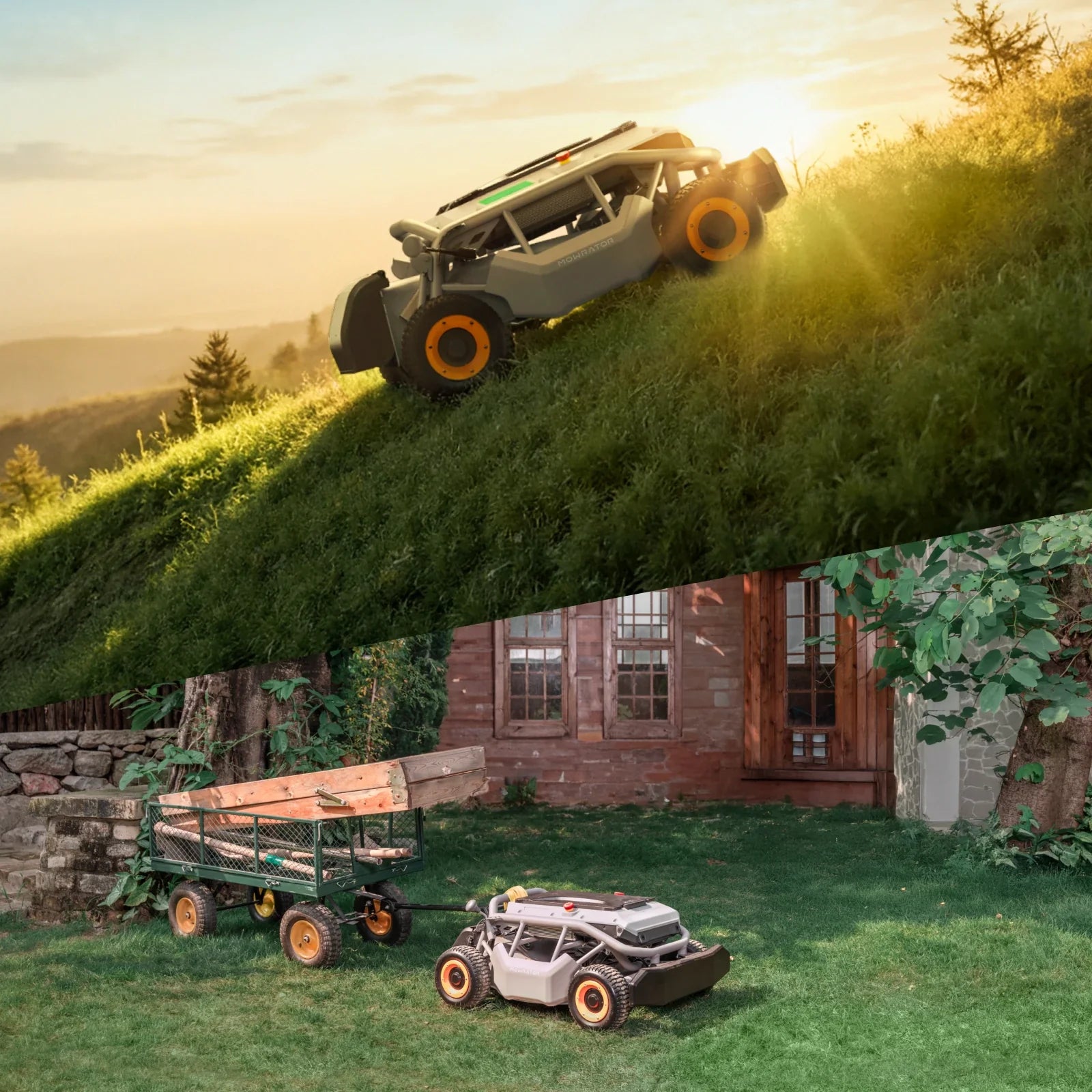 Mowrator Mow&Tow Bundle: S1 4WD 18AH Lawn Mower+Trailer Hitch Kit