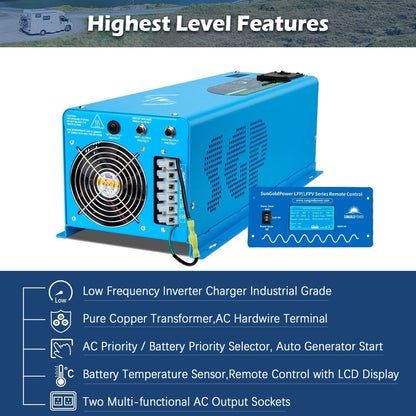 SunGoldPower Pure Sine Wave Inverter With Charger 6000W DC 24V/48V