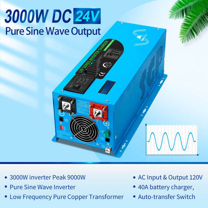 SunGoldPower Pure Sine Wave Inverter With Charger 3000W DC 24V