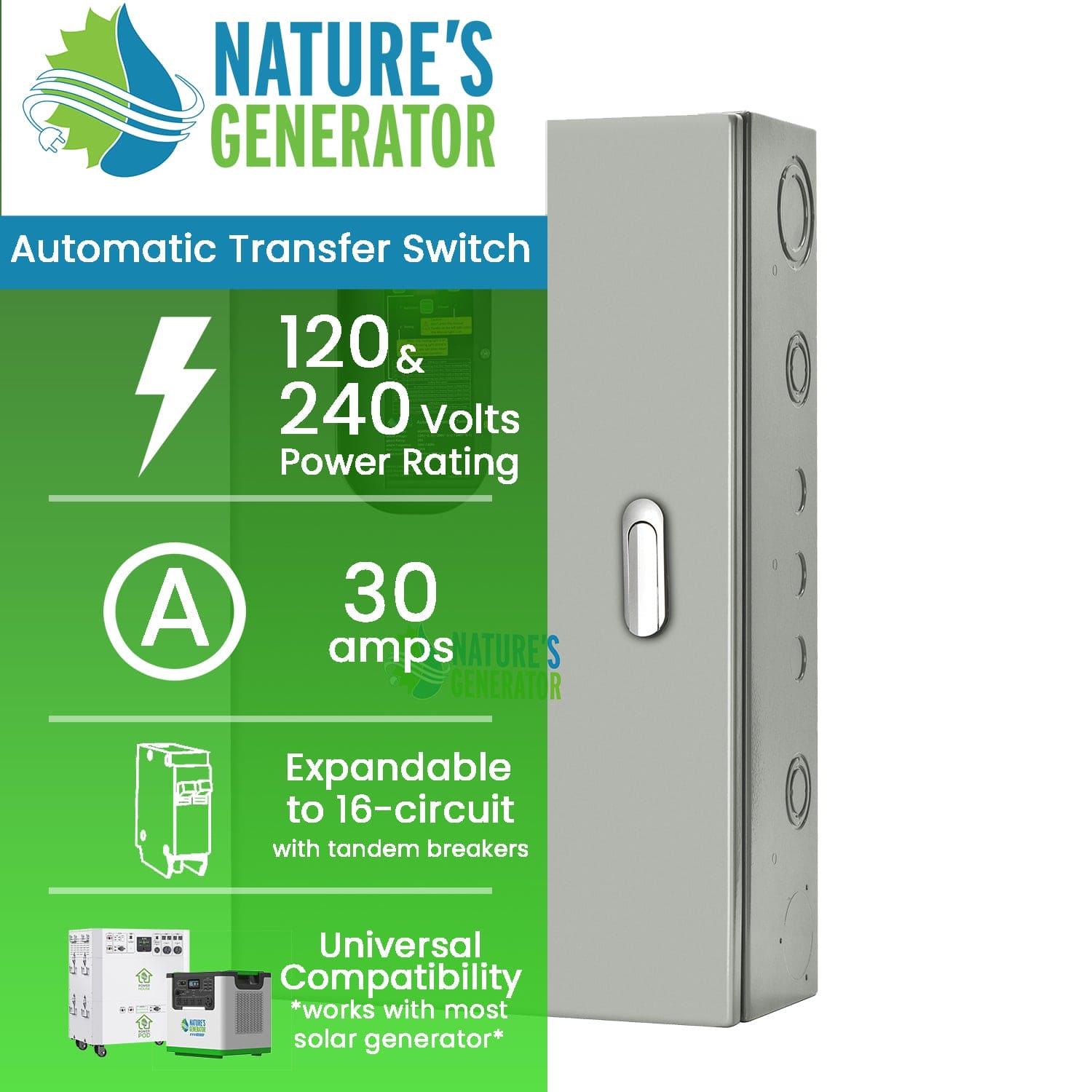Nature's Generator 30A Automatic Generator Transfer Switch