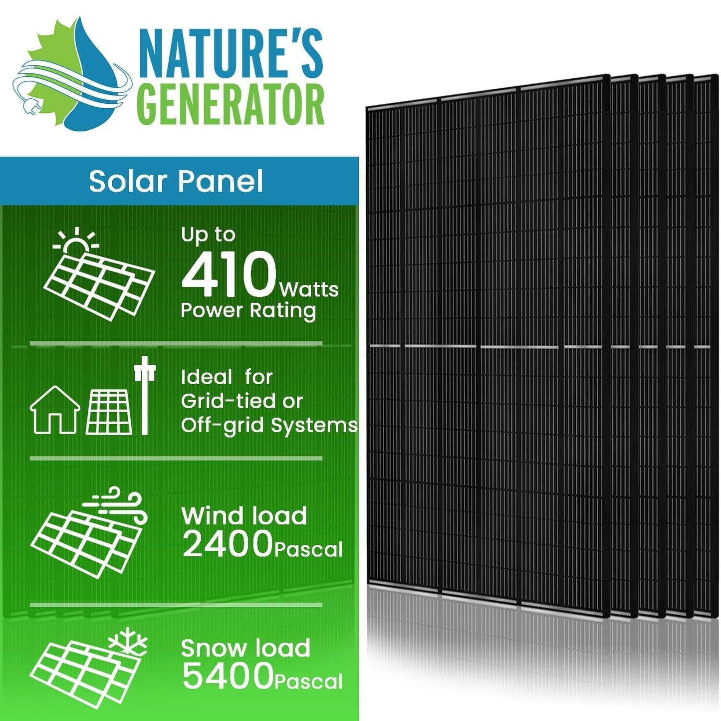 Natures Generator Solar Panel 410 Watt (10 Pack)