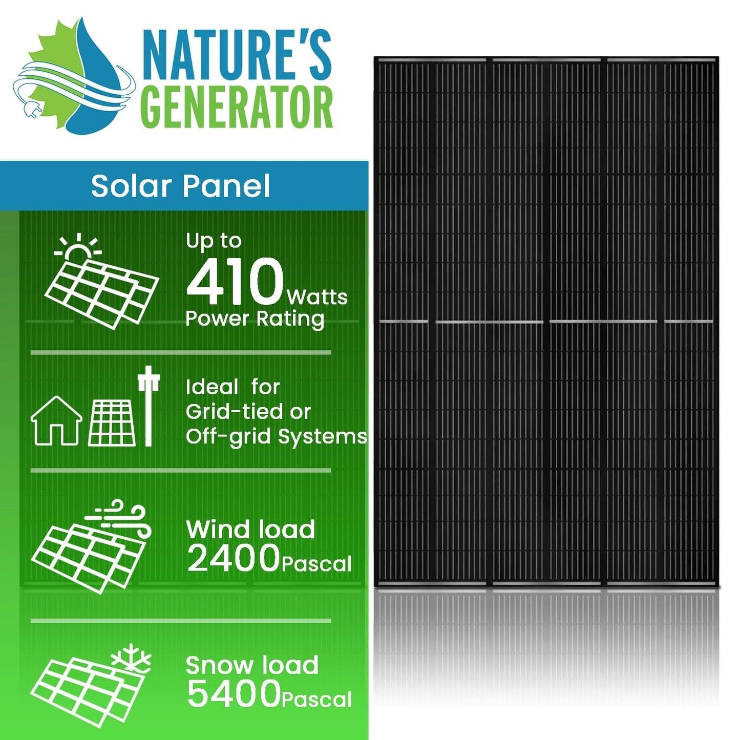 Natures Generator Solar Panel 410 Watt (2 Pack)