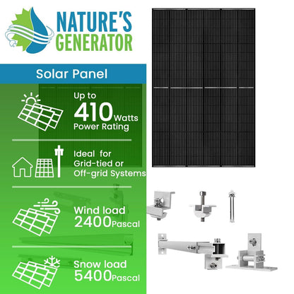 Natures Generator Solar Panel 410 Watt (2 Pack) With Mount Rack