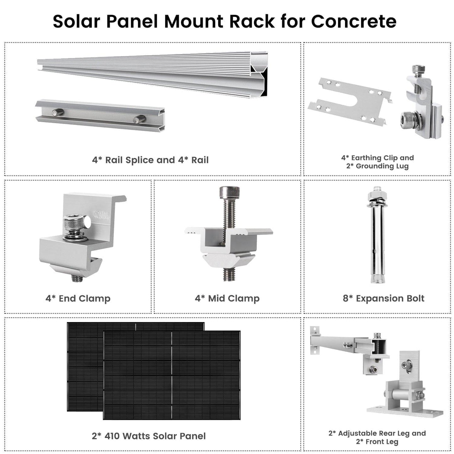 Natures Generator Solar Panel 410 Watt (2 Pack) With Mount Rack
