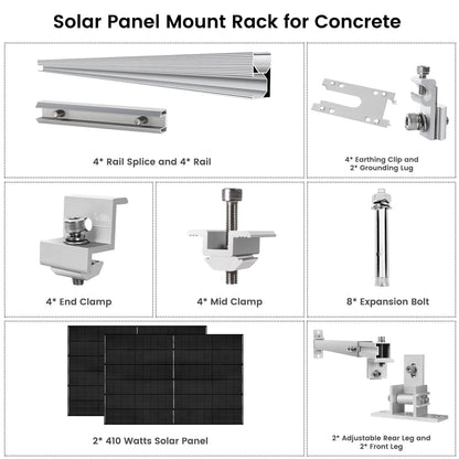 Natures Generator Solar Panel 410 Watt (2 Pack) With Mount Rack