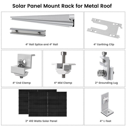 Natures Generator Solar Panel 410 Watt (2 Pack) With Mount Rack