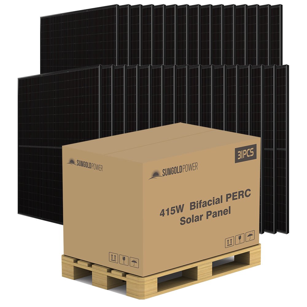 SunGoldPower 415W Bifacial PERC Solar Panel  | SGP-415-BBS (31 PANELS) UL61730 CEC Listed