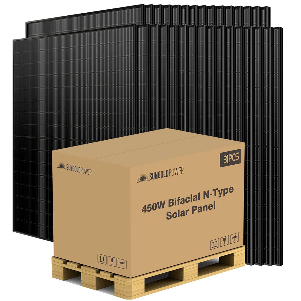 SunGoldPower 450 Watt Bifacial N-Type Monocrystalline Solar Panel SGN-450-BDG5 (31 PANELS) UL61730