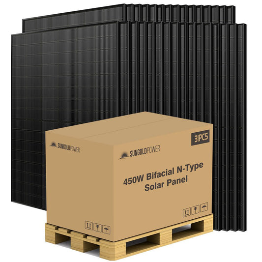 SunGoldPower 450 Watt Bifacial N-Type Monocrystalline Solar Panel SGN-450-BDG5 (31 PANELS) UL61730