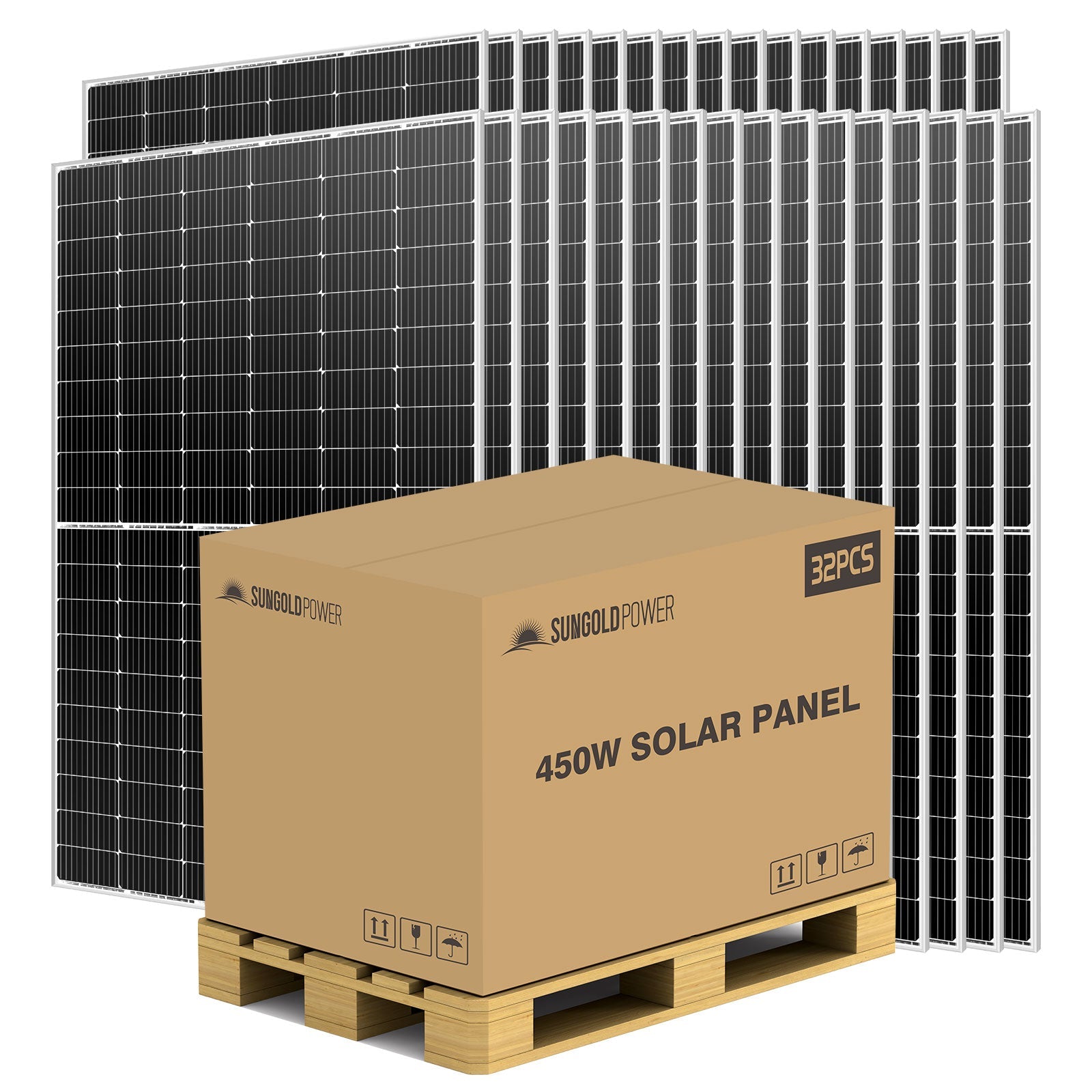 SunGoldPower 450W MONO PERC SOLAR PANEL FULL PALLET (32 PANELS) UL 61730 CEC Listed