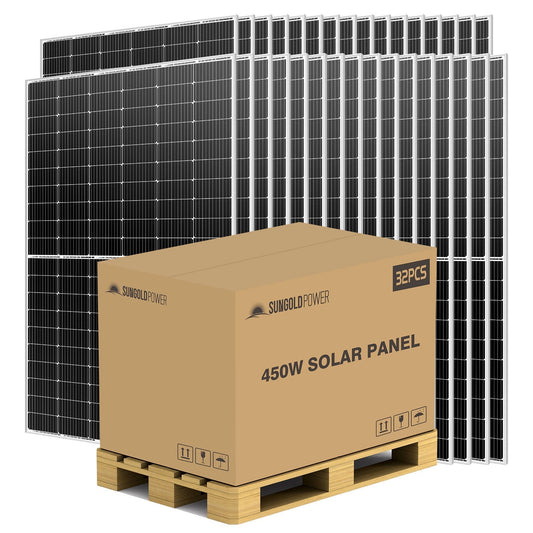 SunGoldPower 450W MONO PERC SOLAR PANEL FULL PALLET (32 PANELS) UL 61730 CEC Listed