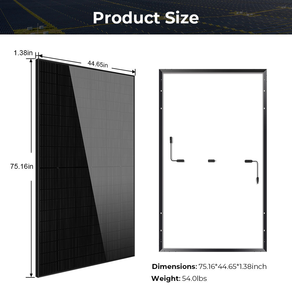 SunGoldPower 370W/ 415W/ 500W Mono Black PERC Solar Panel UL 61730 CEC Listed