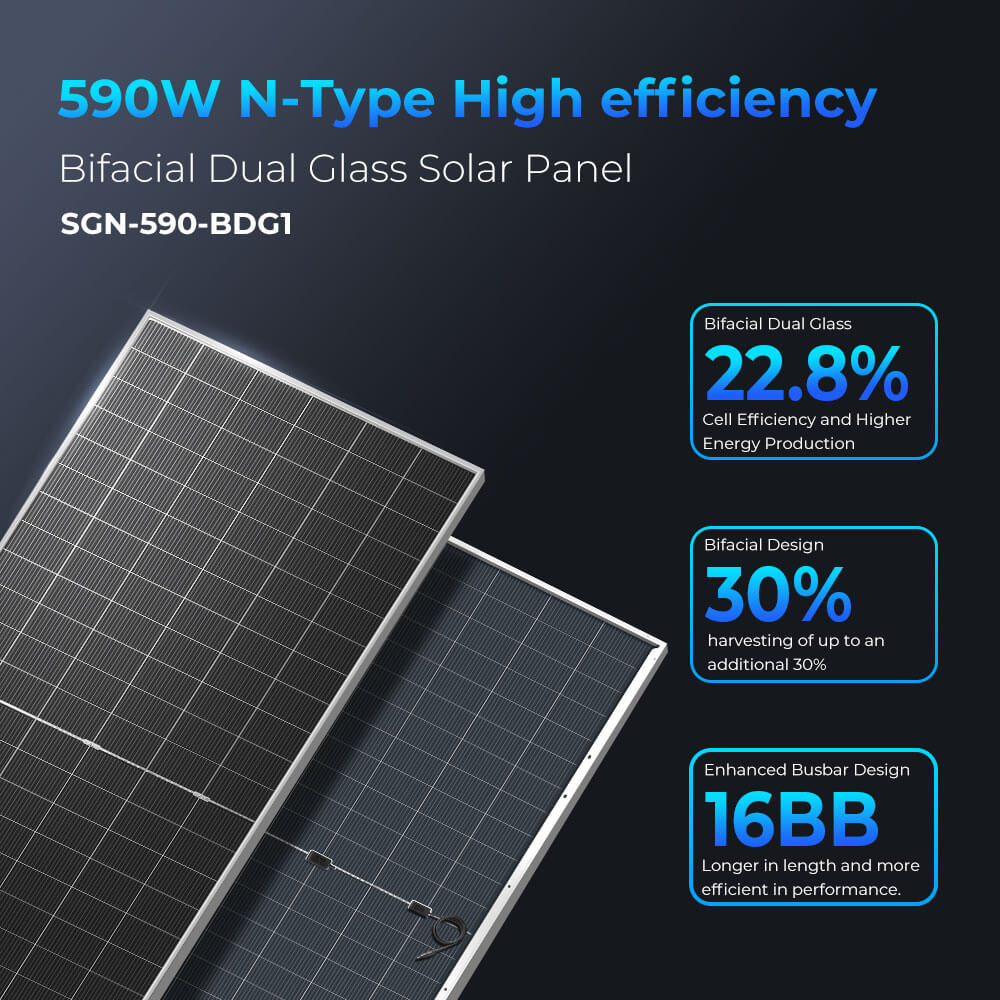 SunGoldPower Bifacial Solar Panel 590 Watt SGN590BDG1
