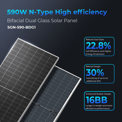 SunGoldPower Bifacial Solar Panel 590 Watt SGN590BDG1