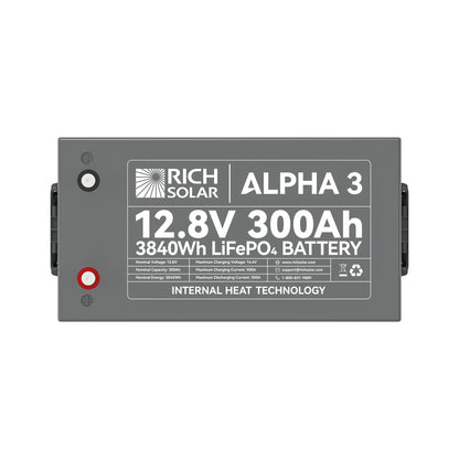 Rich Solar Alpha 3 12V 300Ah LiFePO4 Battery With Internal Heat Bluetooth