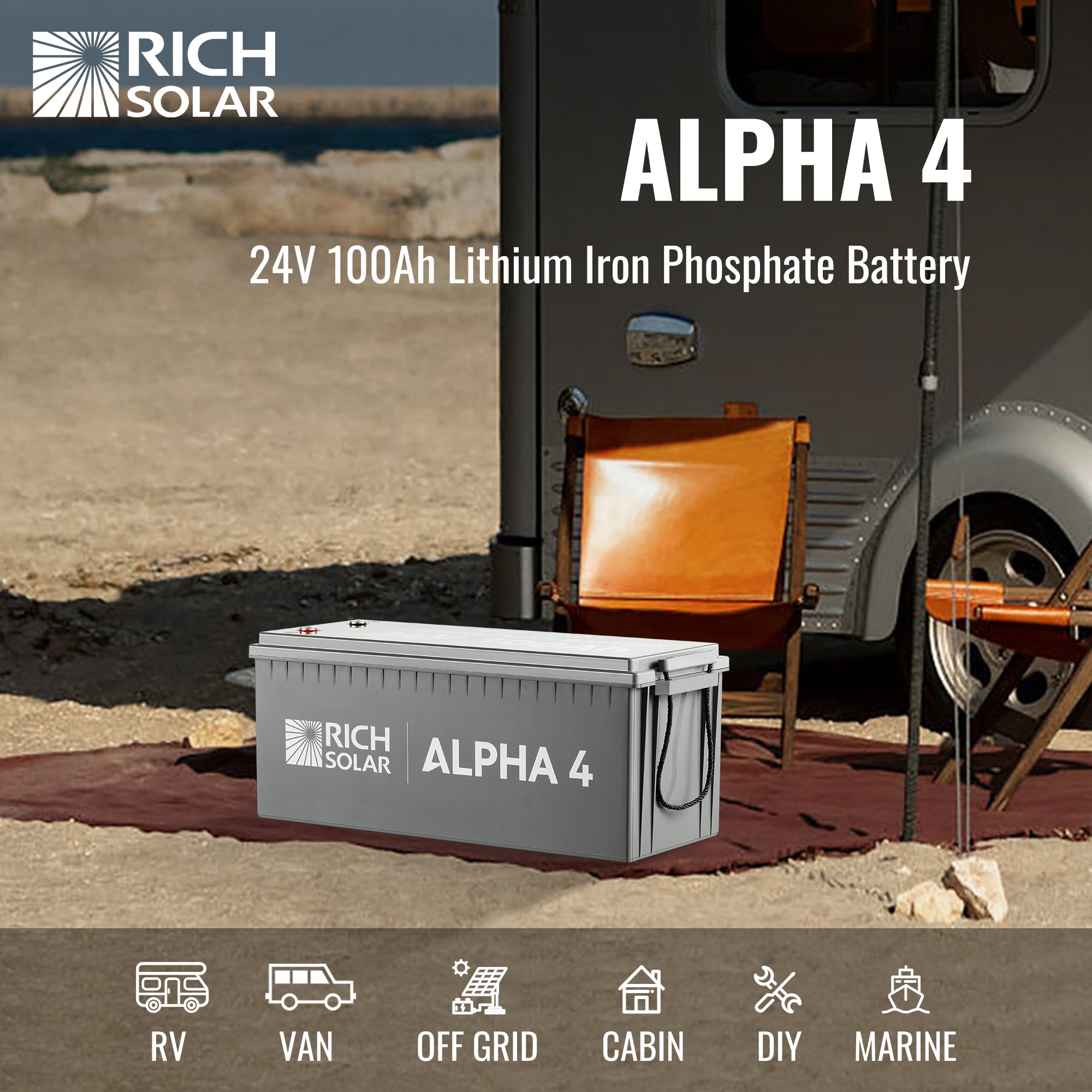 Rich Solar Alpha 4 24V 100Ah LiFePO4 Battery With Bluetooth And Self Heating
