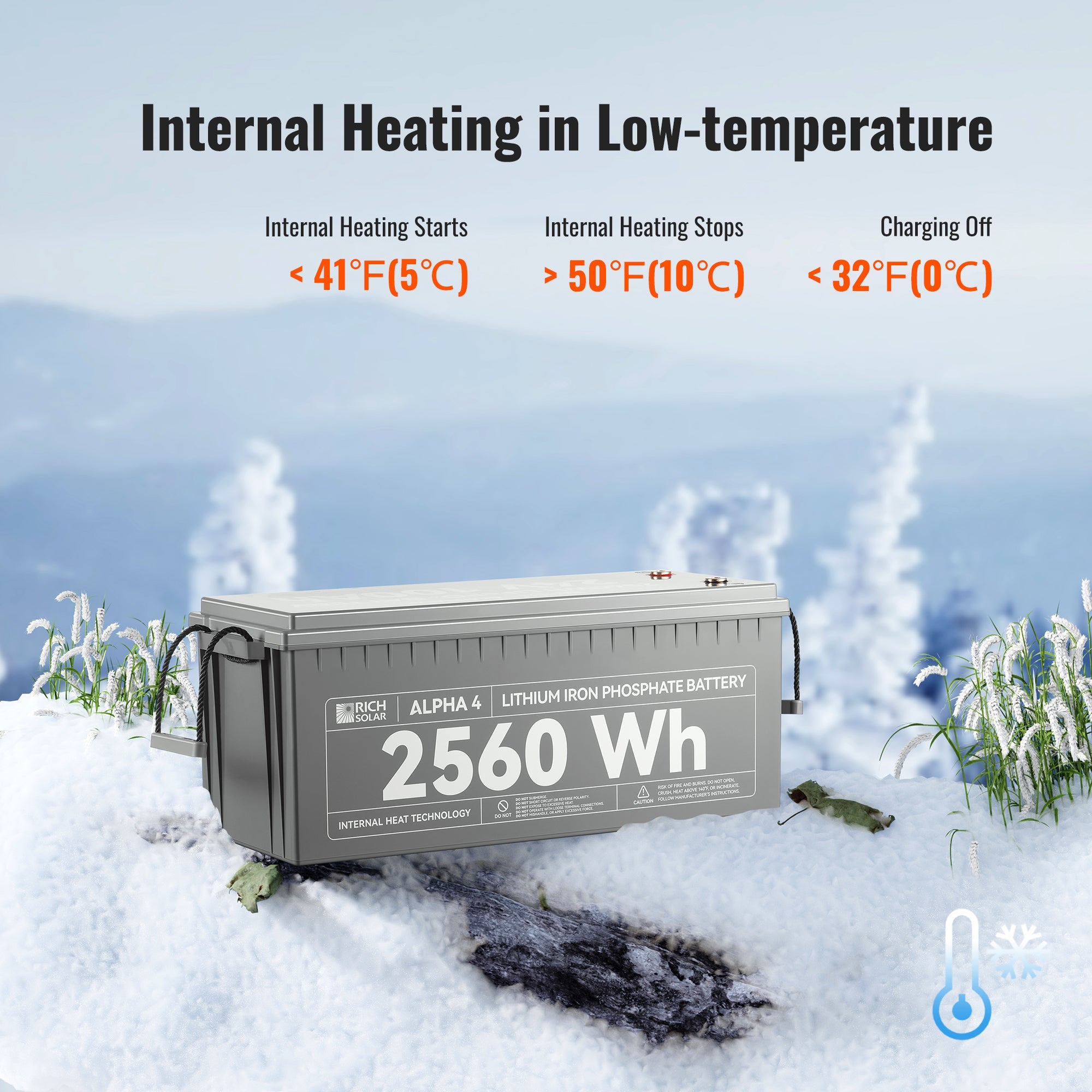 Rich Solar Alpha 4 24V 100Ah LiFePO4 Battery With Bluetooth And Self Heating