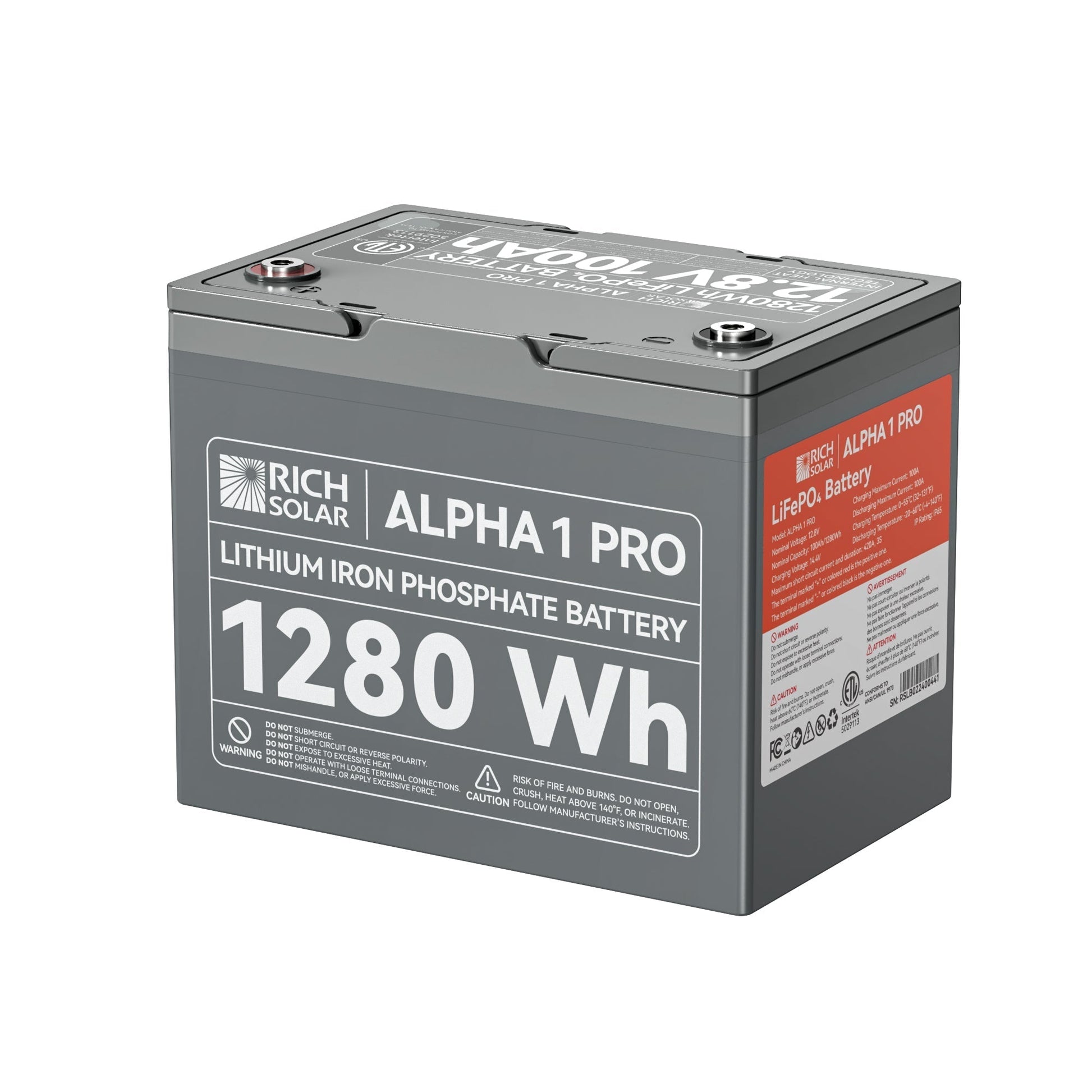 Rich Solar Alpha 1 Pro 100Ah LiFePO4 Battery 7000 Cycles 10 Year Warranty